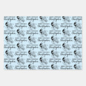 カスタムクリスマスヴィンテージおもしろいサンタブルー ラッピングペーパーシート (正面2)