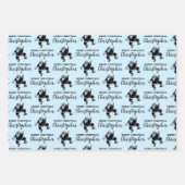 カスタムクリスマスヴィンテージおもしろいサンタブルー ラッピングペーパーシート (正面)