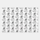 カスタムクリスマスヴィンテージおもしろいサンタ白黒 ラッピングペーパーシート (正面3)