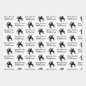 カスタムクリスマスヴィンテージおもしろいサンタ白黒 ラッピングペーパーシート (正面)