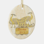カスタムクリスマスヴィンテージピーコック セラミックオーナメント (右)
