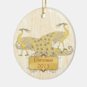 カスタムクリスマスヴィンテージピーコック セラミックオーナメント (左)