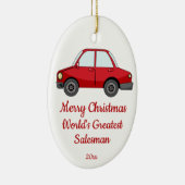 カスタムクリスマス世界最高のセールスマン セラミックオーナメント (右)