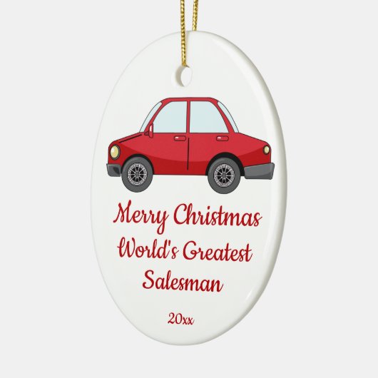 カスタムクリスマス世界最高のセールスマン セラミックオーナメント (左)