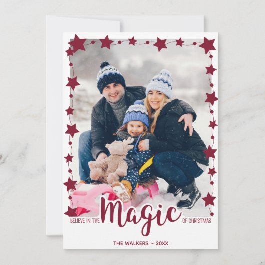 カスタムクリスマス信じの魔法の写真 シーズンカード (正面)