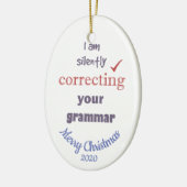 カスタムクリスマス修正文法おもしろい セラミックオーナメント (左)