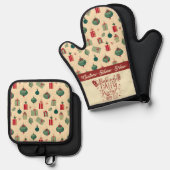 カスタムクリスマス先生プレゼント 鍋つかみ&鍋敷きセット (正面/裏面)