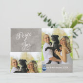 カスタムクリスマス写真カードブルーオーナメント シーズンカード (スタンド正面)