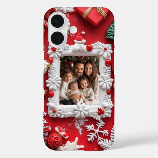 カスタムクリスマス写真フェスティバル赤白 Case-Mate iPhoneケース (裏面)
