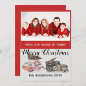 カスタムクリスマス写真玩具トラックとトレーラー シーズンカード (正面/裏面)