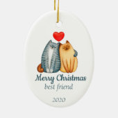 カスタムクリスマス可愛い猫の友最高の人達 セラミックオーナメント (裏面)