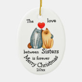 カスタムクリスマス姉妹引用文セラミックオルナム セラミックオーナメント (正面)