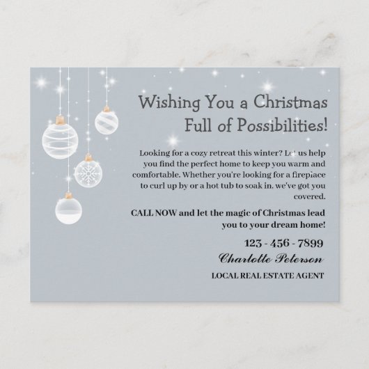 カスタムクリスマス実在エステートマーケティング農業 シーズンポストカード (正面)