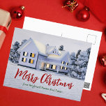 カスタムクリスマス実在ハウスエステート ポストカード<br><div class="desc">この美しいカスタムエステート折り畳み式の休日ハガキは北に位置する不動産の会社に最適である。この冬の写真の木々と家にはゴージャスな白い雪が並んでいる。不動産仲介業者は赤保と緑の台本や自分の季節のごあいさつとカスタマイズしてメリークリスマスを楽しむことができる。</div>