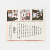 カスタムクリスマス家族フォトコラージュことわざ フリースブランケット (正面(横))