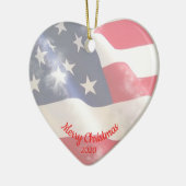 カスタムクリスマス愛USA国旗 セラミックオーナメント (左)