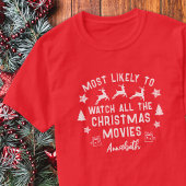 カスタムクリスマス映画を見やすい人 Tシャツ