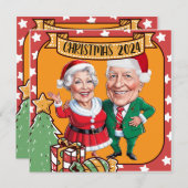 カスタムクリスマス祖父母の戯画 招待状 (正面/裏面)