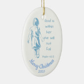 カスタムクリスマス聖なる書物、 経典女性励まし セラミックオーナメント (右)