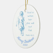 カスタムクリスマス聖なる書物、 経典女性励まし セラミックオーナメント (左)