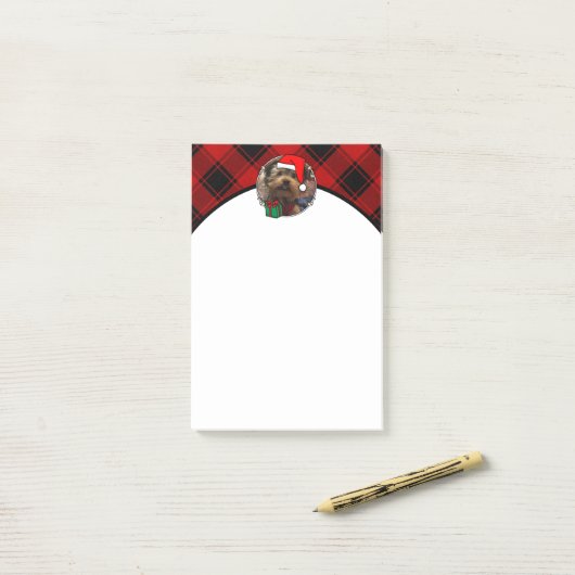 カスタムクリスマス赤と黒の格子模様のフォトフレーム ポストイット (デスク上)