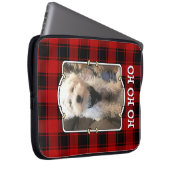 カスタムクリスマス赤と黒の格子模様のフォトフレーム ラップトップスリーブ (正面右)