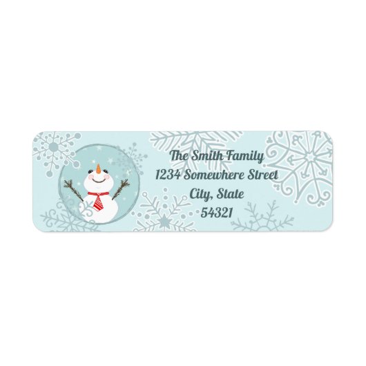 カスタムクリスマス雪だるま差出人住所ラベル ラベル (正面)
