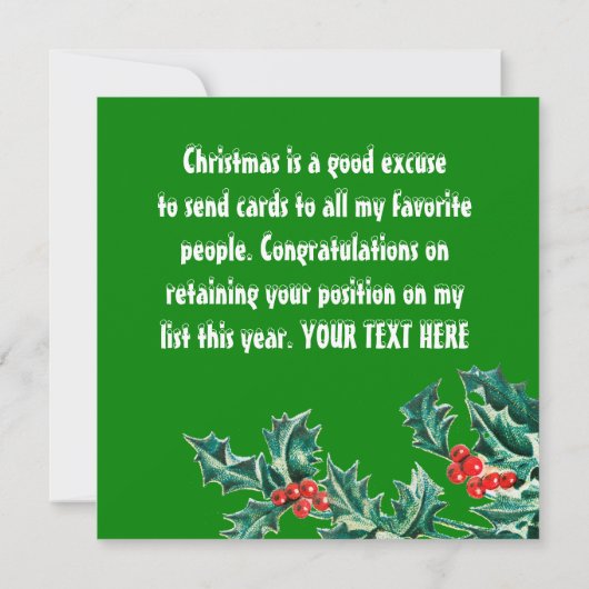 カスタムクリスマス顔がサンタと小妖精や小人を切り抜いた カード (裏面)