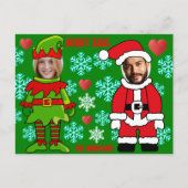 カスタムクリスマス顔カットアウト小妖精や小人&サンタクロース ポストカード (正面)
