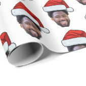 カスタムクリスマス顔ギフトラップファミリーフォトサンタ ラッピングペーパー (ロールコーナー)