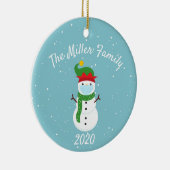 カスタムクリスマス顔マスク雪だるま2020 セラミックオーナメント (右)