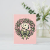 カスタムクリスマス黄色ラブラドールリース カード (スタンド正面)