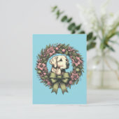 カスタムクリスマス黄色ラブラドールリース カード (スタンド正面)