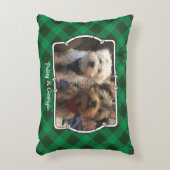 カスタムクリスマス2フォトフレーム赤と緑の格子模様 アクセントクッション (正面(垂直))