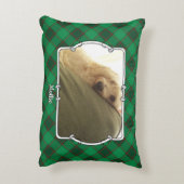 カスタムクリスマス2フォトフレーム赤と緑の格子模様 アクセントクッション (裏面(縦))