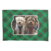 カスタムクリスマス2フォトフレーム赤と緑の格子模様 枕カバー (正面左)