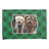 カスタムクリスマス2フォトフレーム赤と緑の格子模様 枕カバー (正面右)