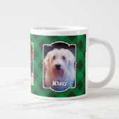 カスタムクリスマス3フォトフレーム赤と緑の格子模様 ジャンボコーヒーマグカップ (右)