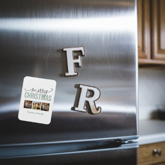 カスタムクリスマス3宇宙ファミリーフォト マグネット