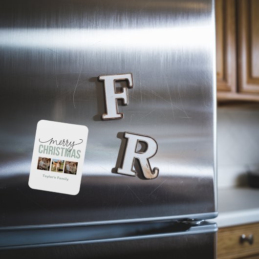 カスタムクリスマス3宇宙ファミリーフォト マグネット