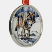 カスタムクリスマス・ウルフ・アニマルブラザー メタルオーナメント (右)
