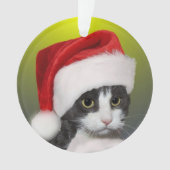 カスタムクリスマス・キャロル・タキシード猫の写真 オーナメント (正面)