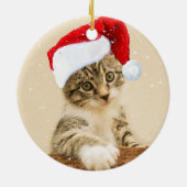 カスタムクリスマス・キャロル・タビー猫の写真 セラミックオーナメント (裏面)