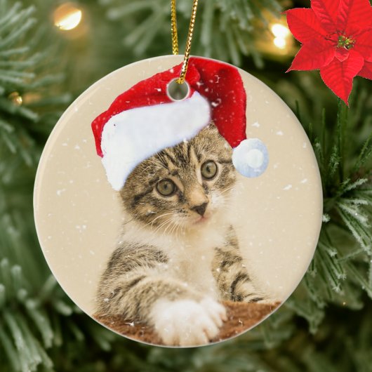 カスタムクリスマス・キャロル・タビー猫の写真 セラミックオーナメント