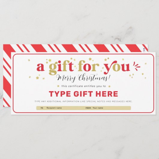 カスタムクリスマス・ギフト伝票証明書テンプレート 招待状 (正面/裏面)