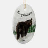 カスタムクリスマス・ブラック・ベア・アニマル セラミックオーナメント (右)