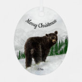 カスタムクリスマス・ブラック・ベア・アニマル メタルオーナメント (裏面)