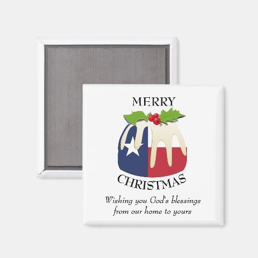 カスタムクリスマス・プディング愛国的テキサス州国旗 マグネット (正面/裏面)
