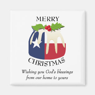 カスタムクリスマス・プディング愛国的テキサス州国旗 マグネット