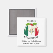 カスタムクリスマス・プディング愛国的メキシコ国旗 マグネット (正面/裏面)